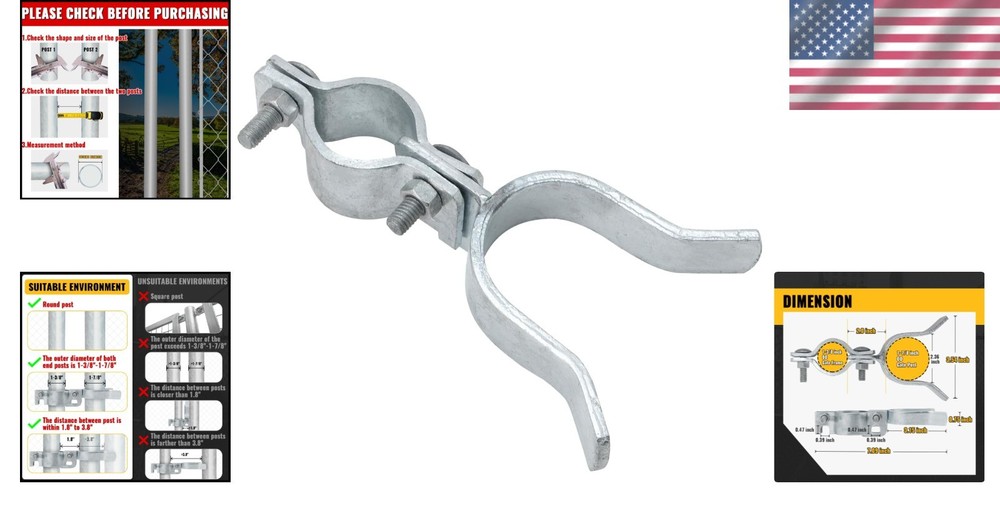 Secure Hot-Dip Galvanized Chain Link Gate Latch with Padlock Access - 1 PCS