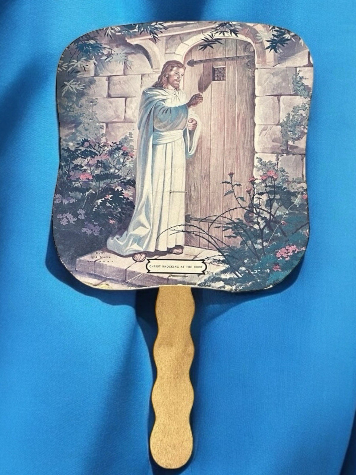 Vtg Paper Fan Advertising Jesus Funeral Memorial Park California Cemetery Death