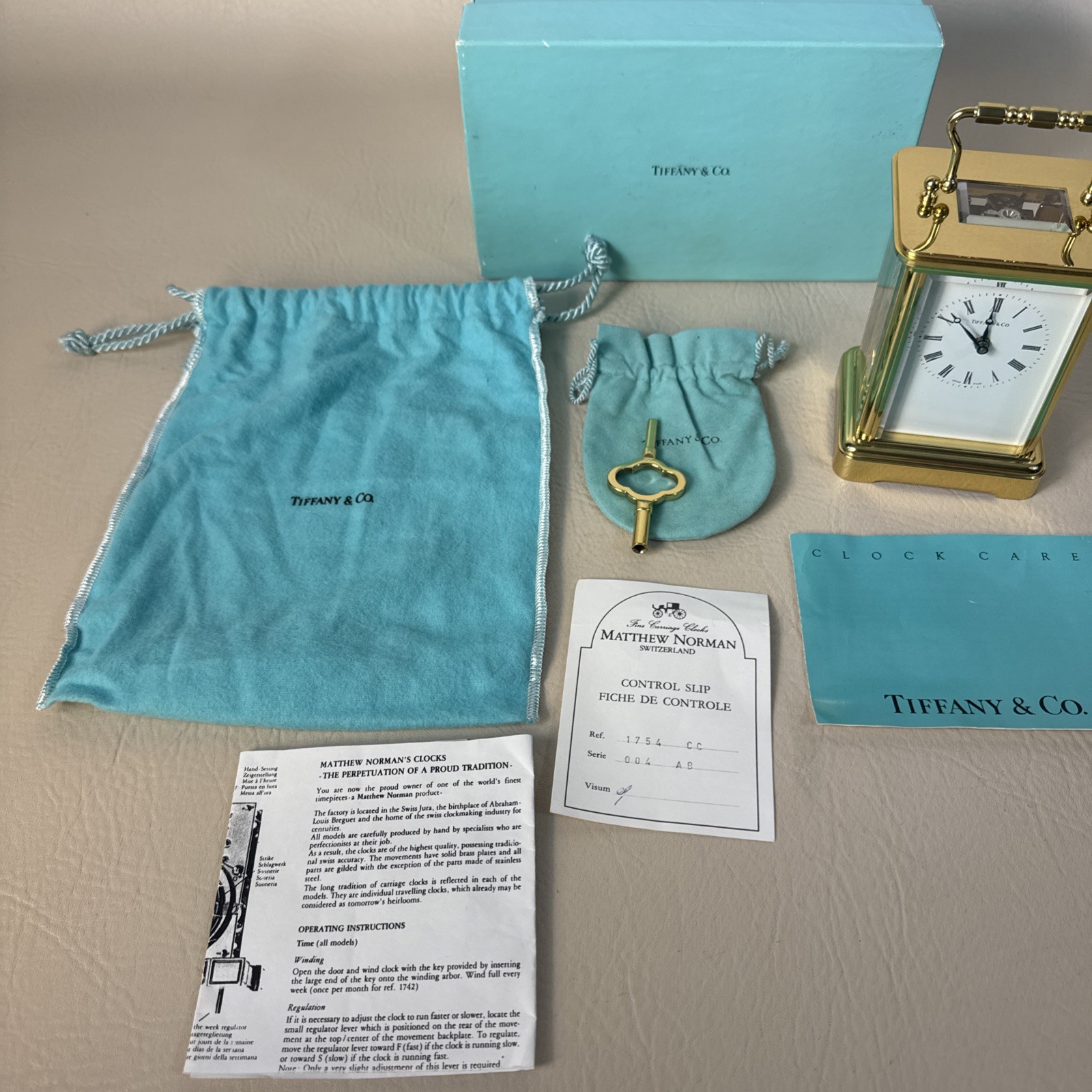 Tiffany & Co. Fine Carriage Clocks Matthew Noeman Switzerland #1754 CC