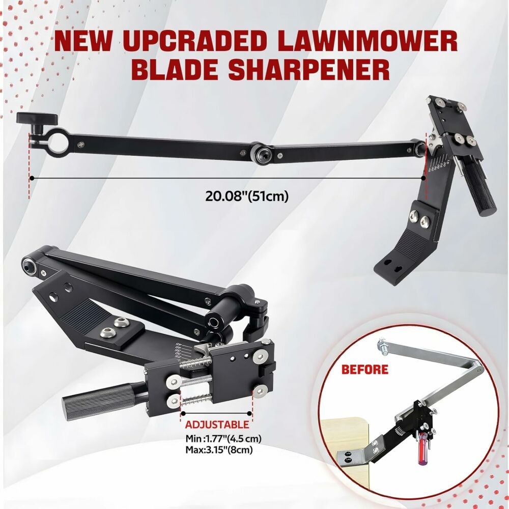 Lawn Mower Blade Sharpener Adjustable Balancer 15°- 45° For Straight & Standard