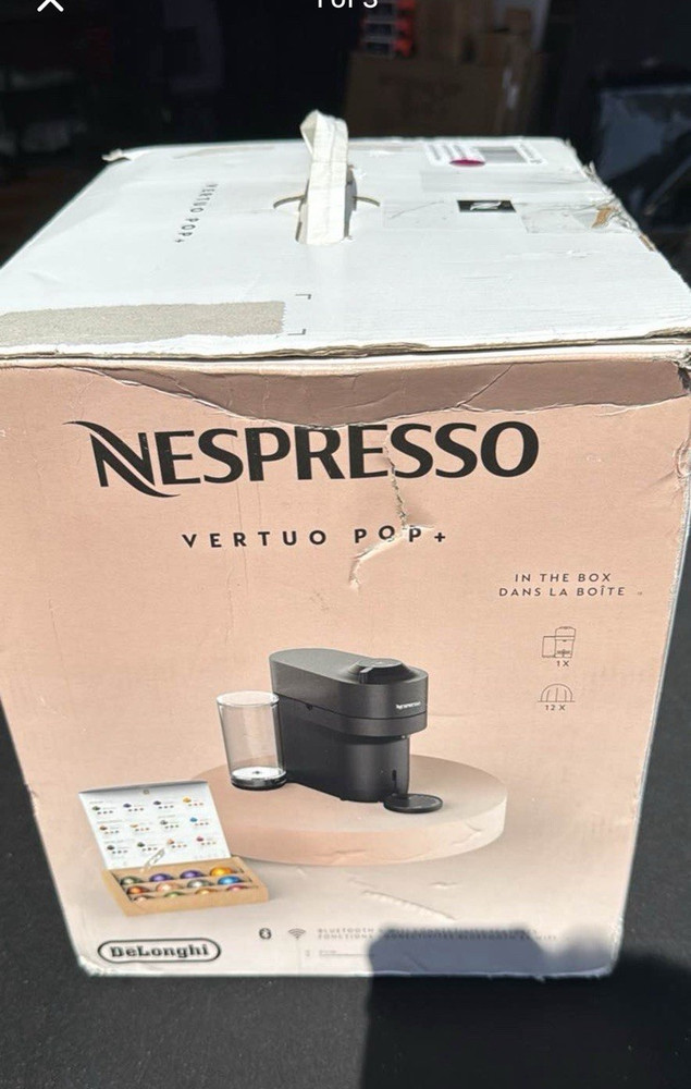 Nespresso Vertuo Pop+ Capsule Coffee Machine Black One Button Convenience