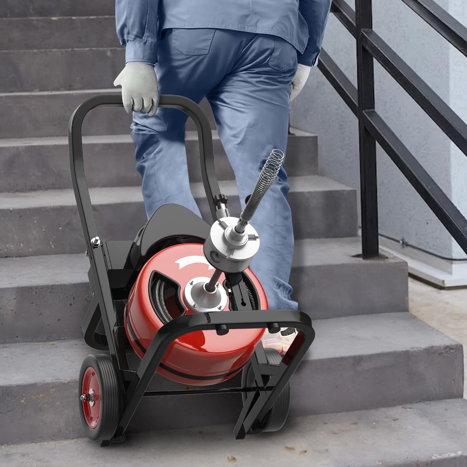 75FT 1/2 in Auto Feed Drain Cleaning Machine,Electric Drain Auger with 6 Cutter