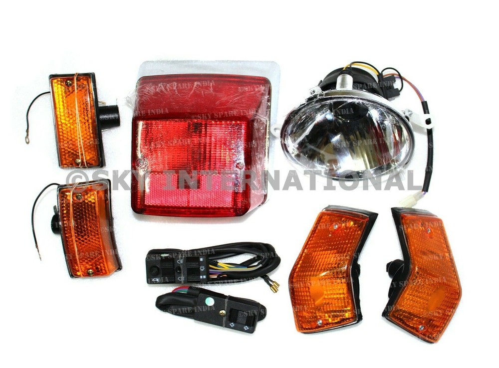 Vespa Px Lml Head Light, Tail Light & 4 Blinker Indicator Orange Set With Switch