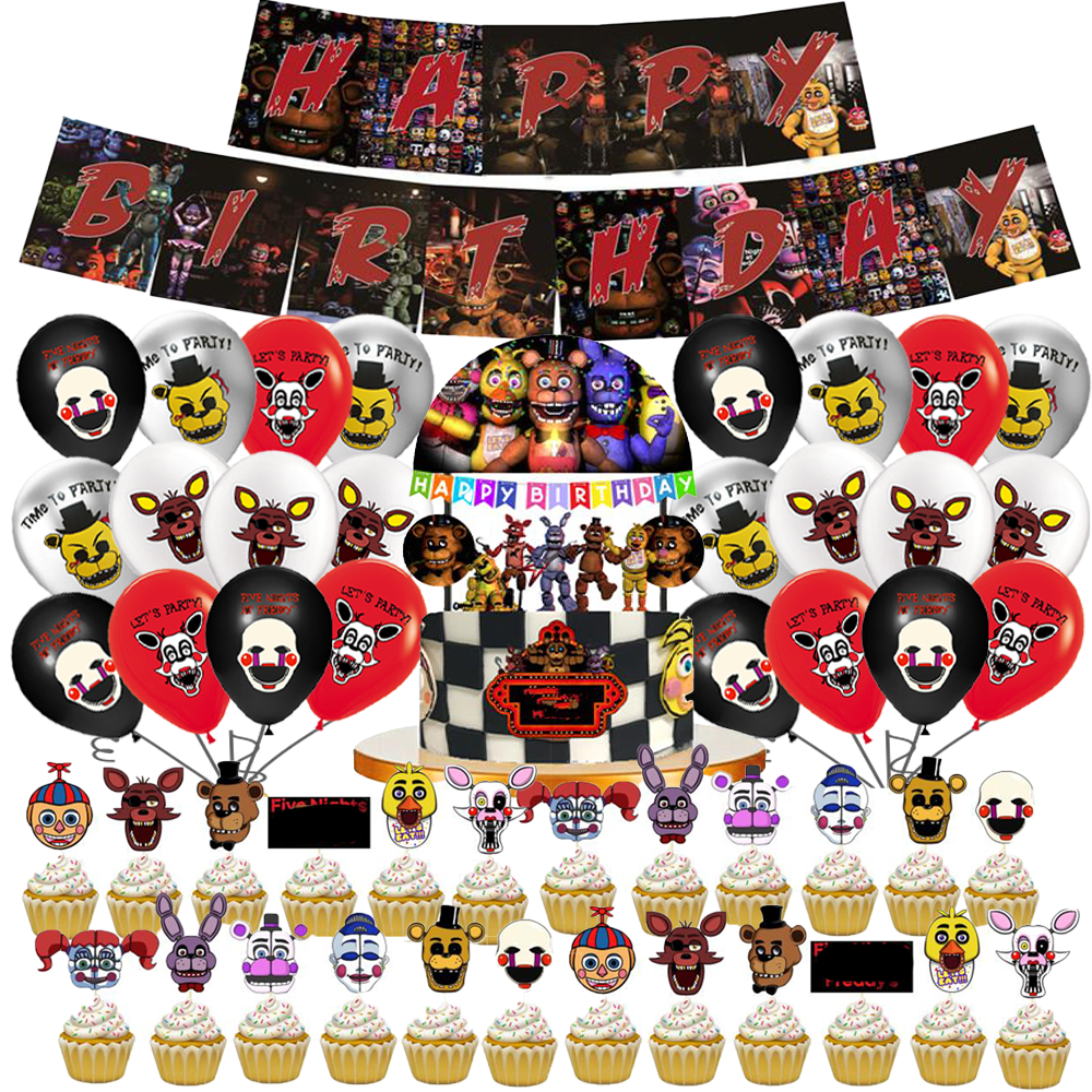FIVE NIGHTS AT FREDDYS BALLON CAKE GIFT BOX PARTY SUPPLIES DECORATION BAG FAVOR
