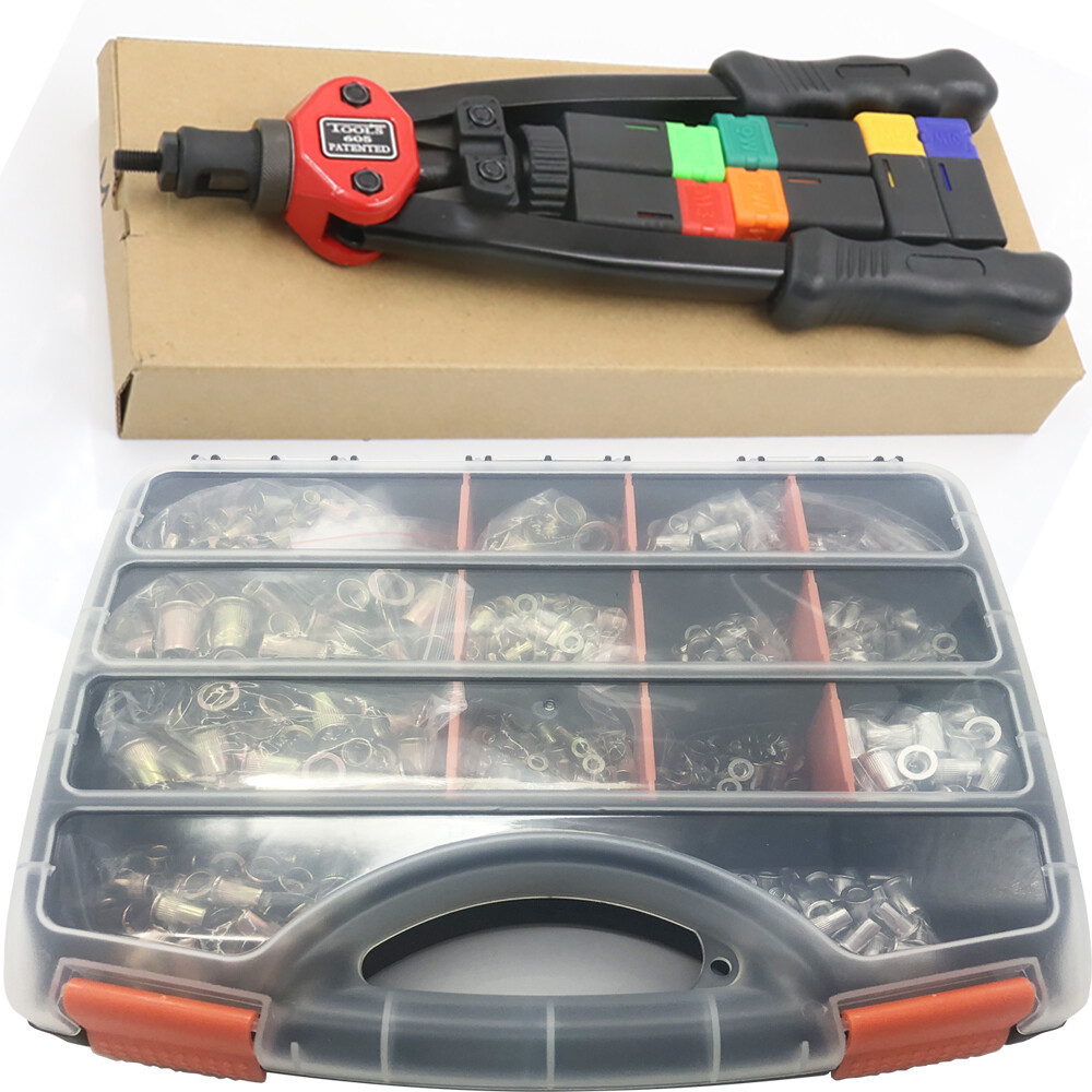 1510pc Rivet Nut Gun Kit Rivnut Setting Tools Nut Setter Tool Hand Blind Riveter