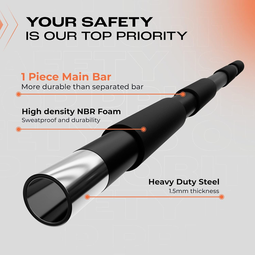 Heavy Duty Doorway Pull-Up Bar - Multi-Grip, Solid Bar Construction