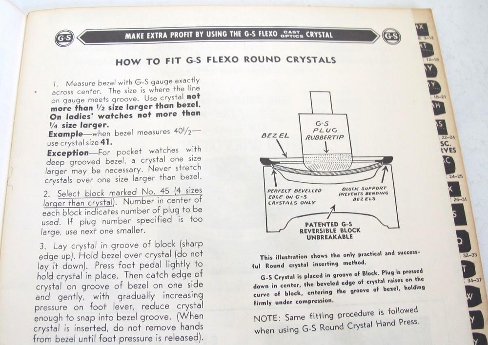G-S FLEXO WATCH CRYSTALS Catalog No. 55
