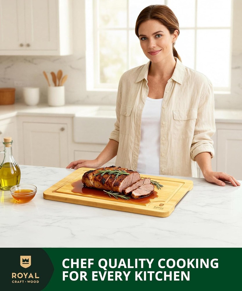 Sustainable Bamboo Cutting Board - Versatile 18"x12" for Kitchen Prep & Serving