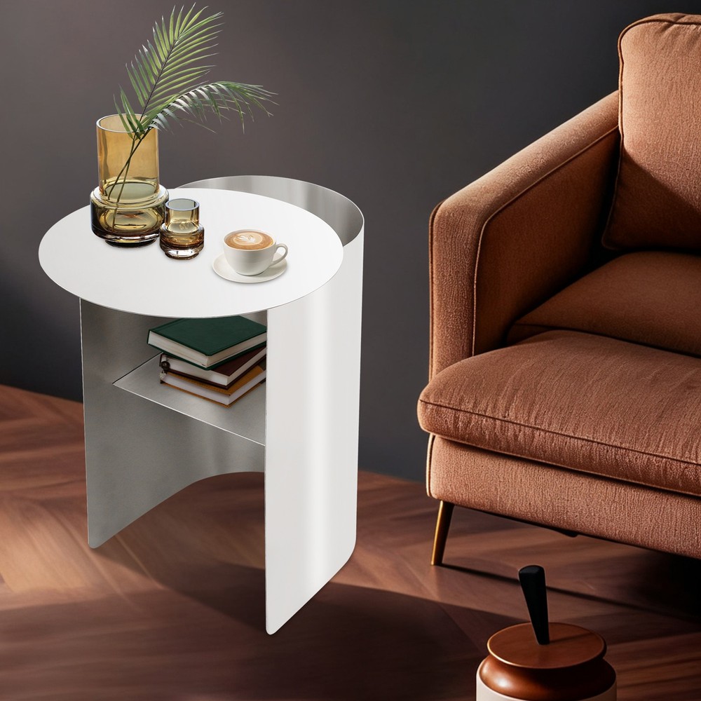 Silver Side Table For Home Sofa Side Stainless Steel Modern Accent Table
