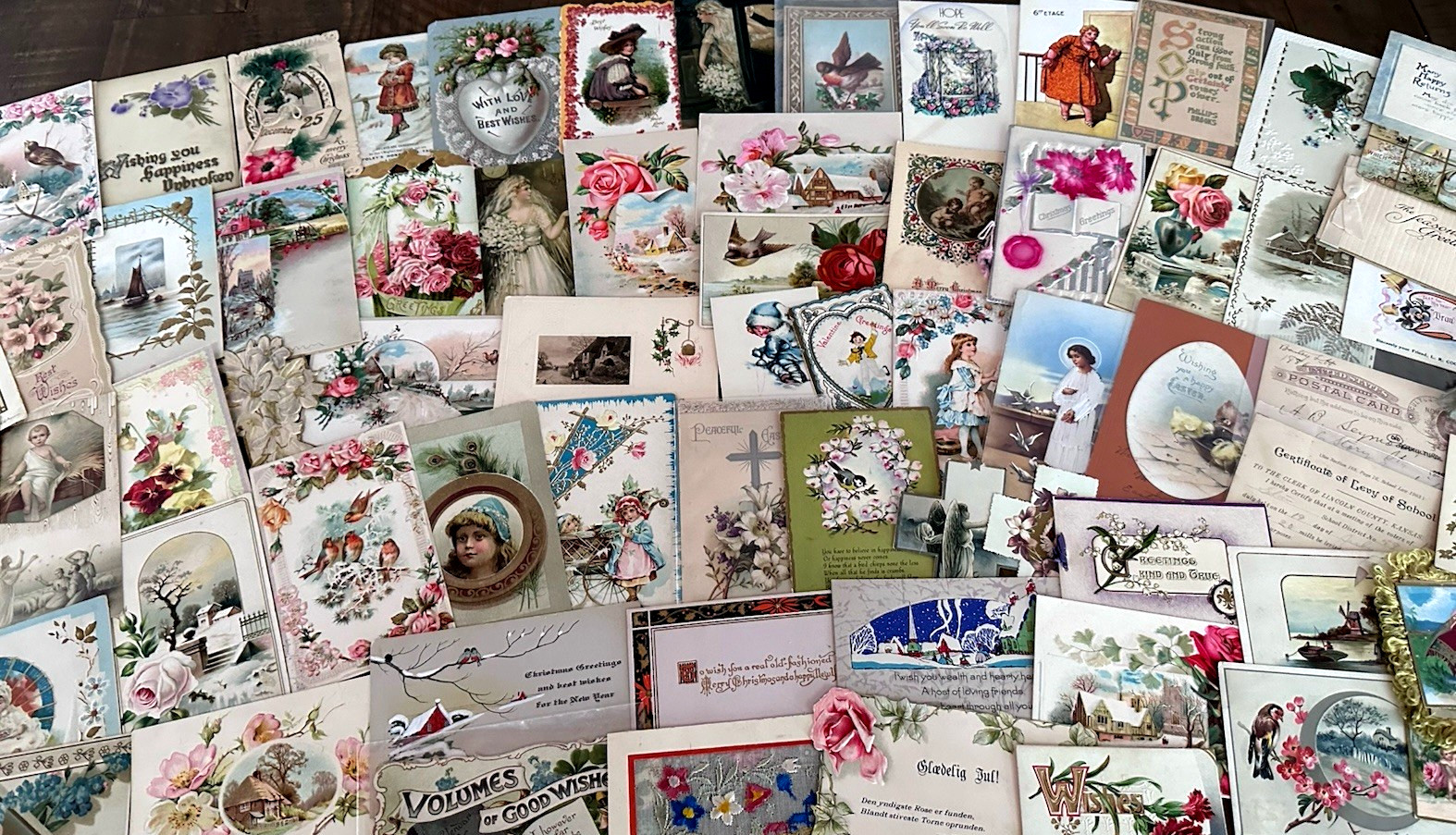 Huge Lot of 200 +Old Scraps~Cards~Ephemera~Mixed Paper~DAMAGED-SCRAPBOOK CRAFTS!
