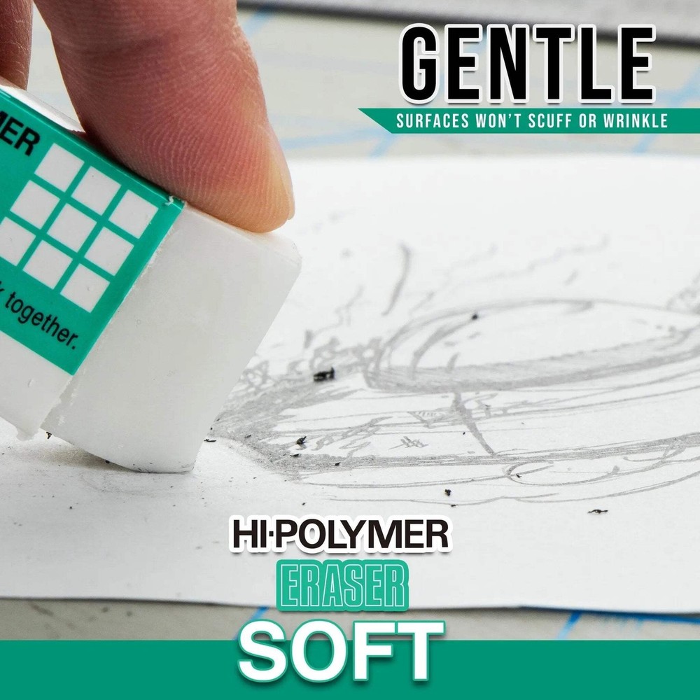 Pentel Hi-Polymer SOFT Eraser, 6-Pk