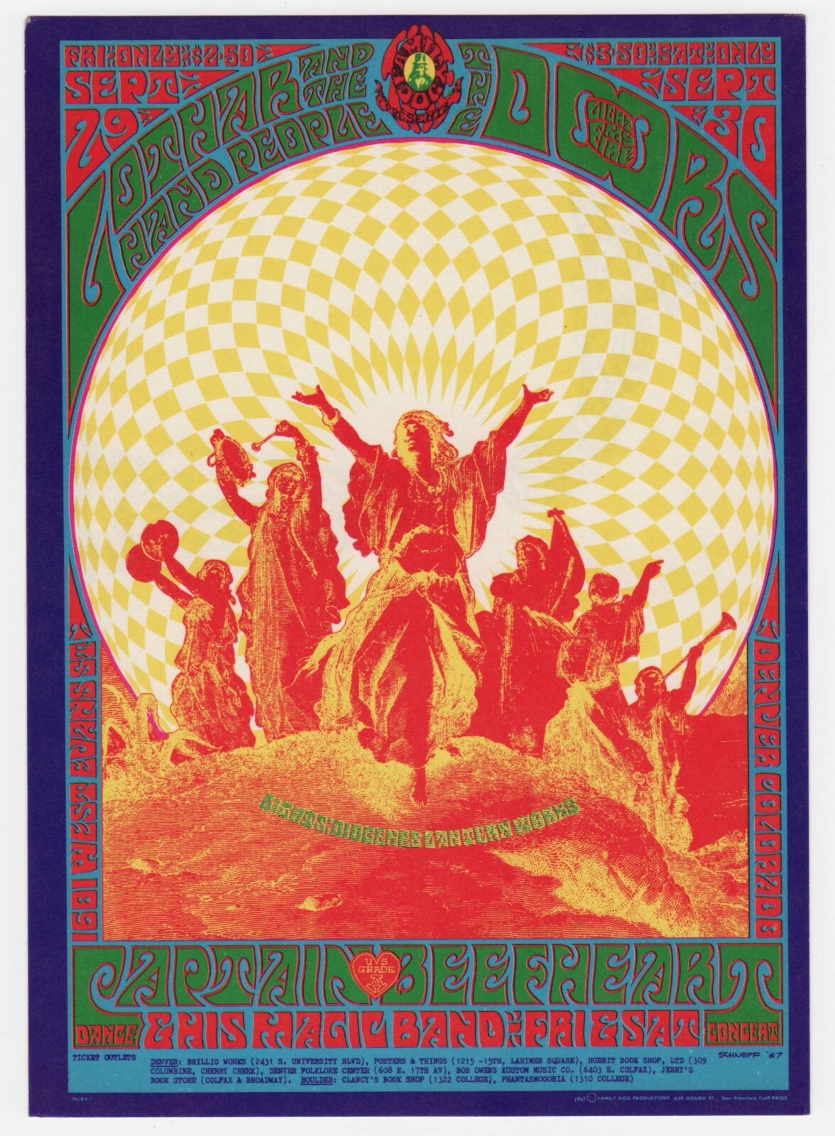 Original Family Dog  Postcard FD 84 09/1967 - THE DOORS & CAPTAIN BEEFHEART NM!!