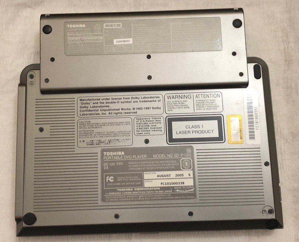 TOSHIBA PORTABLE DVD PLAYER