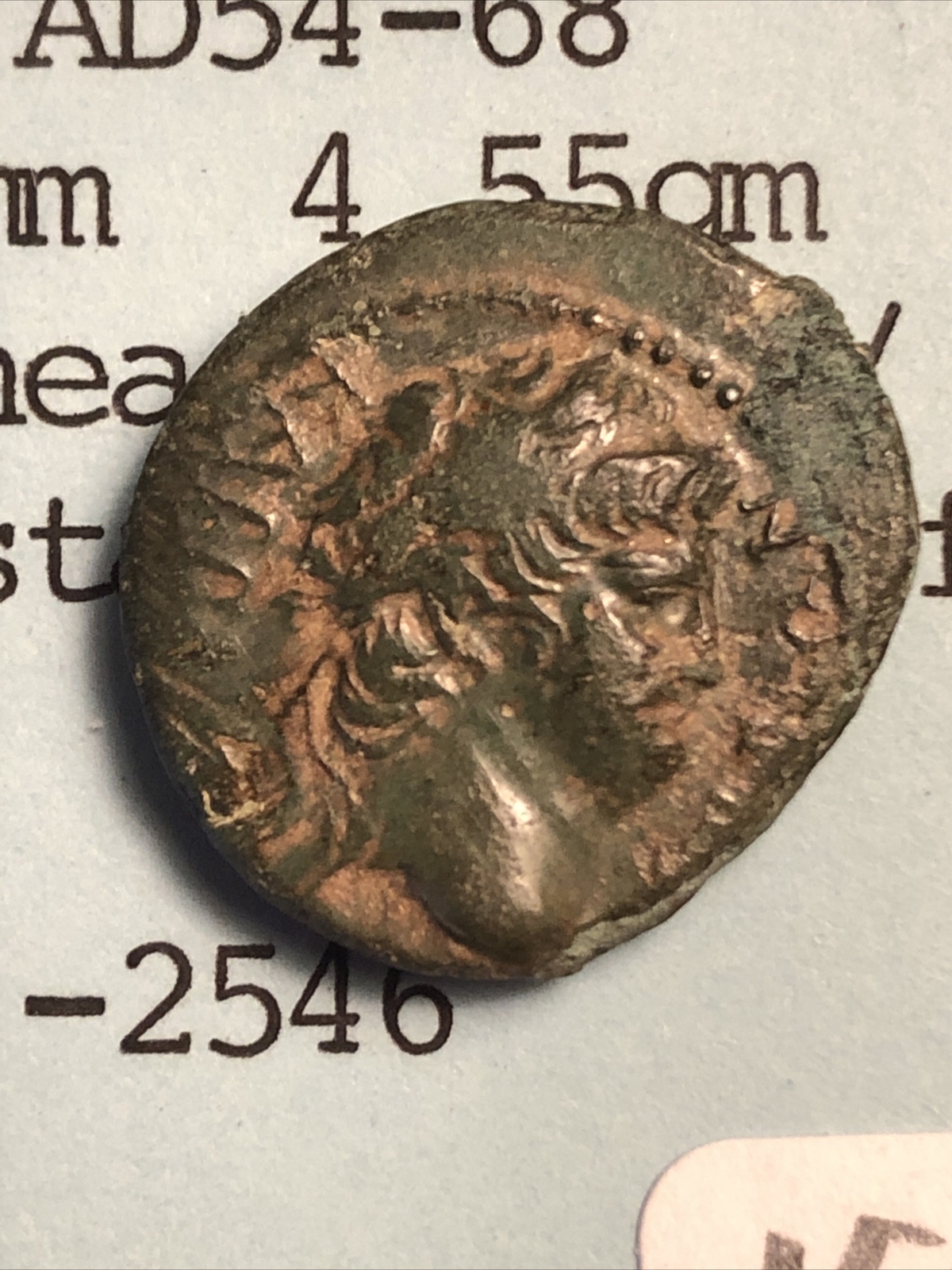 nero ae19 lydia hypaepa Ad54-68 Nero /Zeus Wonderful Green Patina