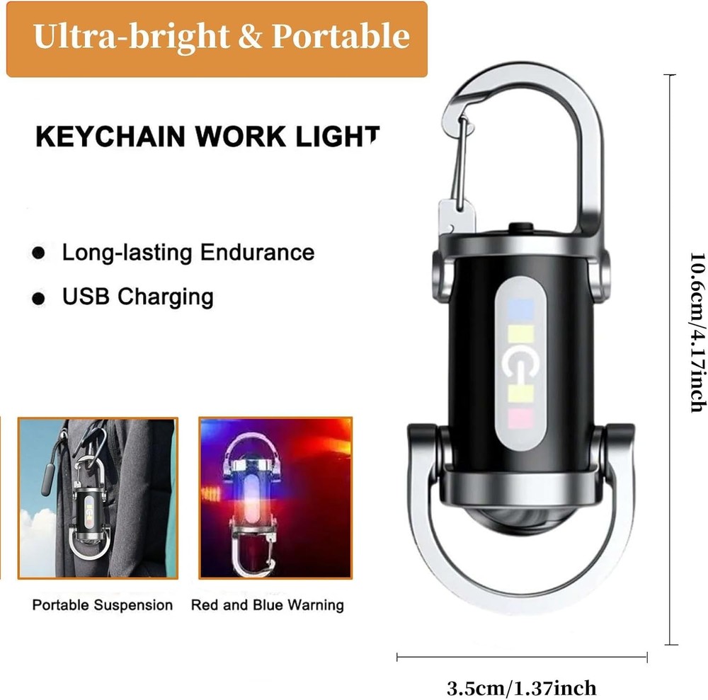 4× Portable LED Flashlight Rechargeable Pocket Mini Keychain Camping Flashlights