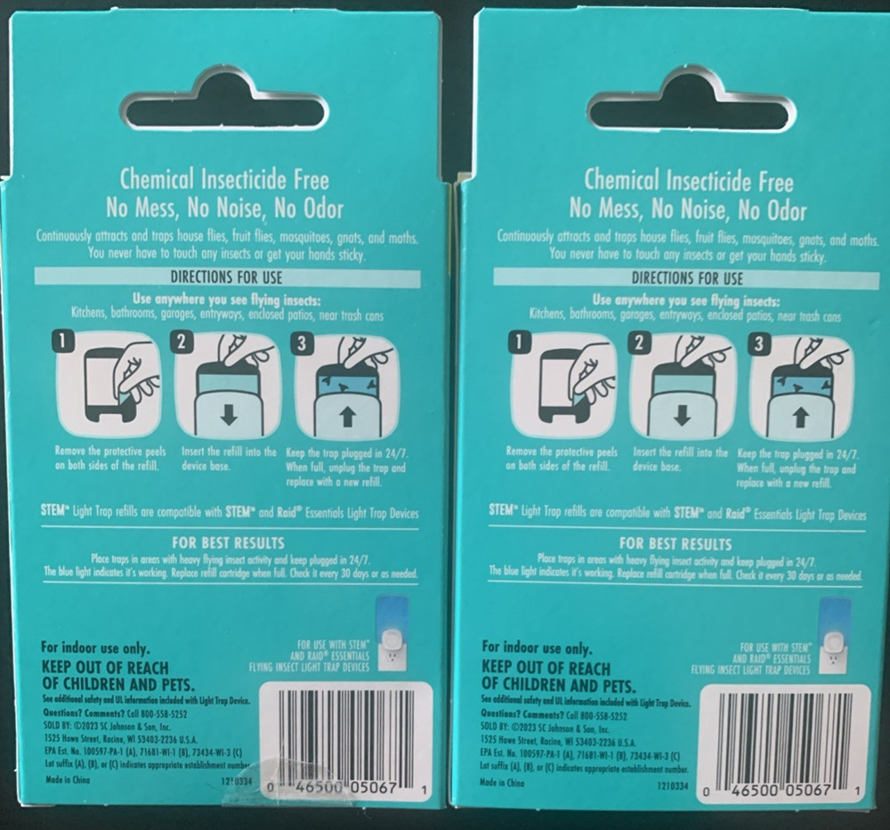 Stem Flying Insect Light Trap Refills 3 Pack (2) Raid Essentials Compatible