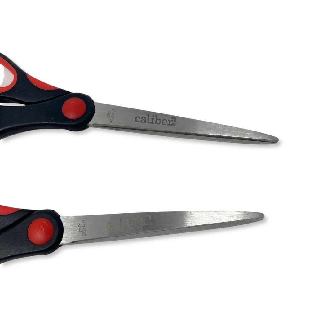 Caliber Multi-Purpose Scissors, Red & Black Soft Grip, Stainless, 2 Pcs