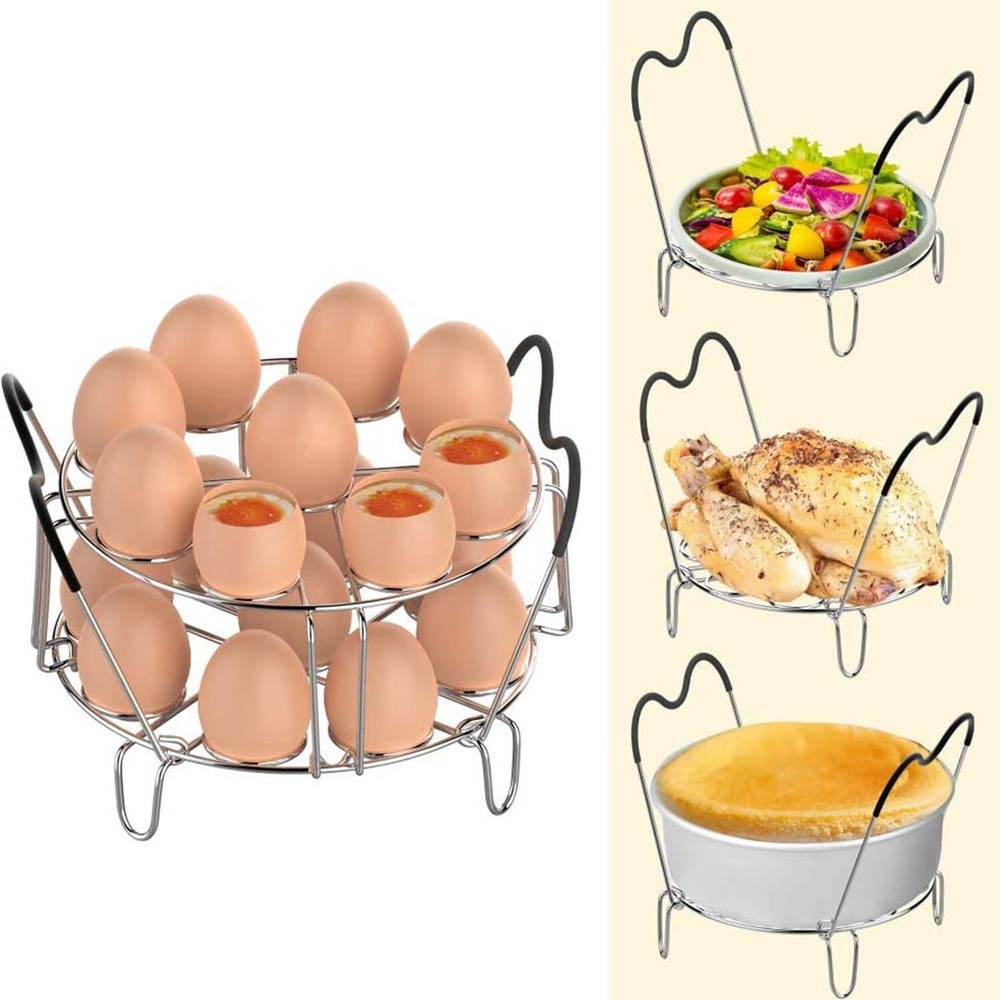 Stackable Egg Steamer Rack Trivet 9 holes with Heat Resistant Handl... Fast Ship