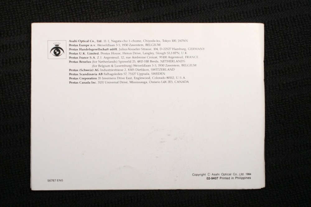 Pentax UC-1 Camera Operating Manual 1994