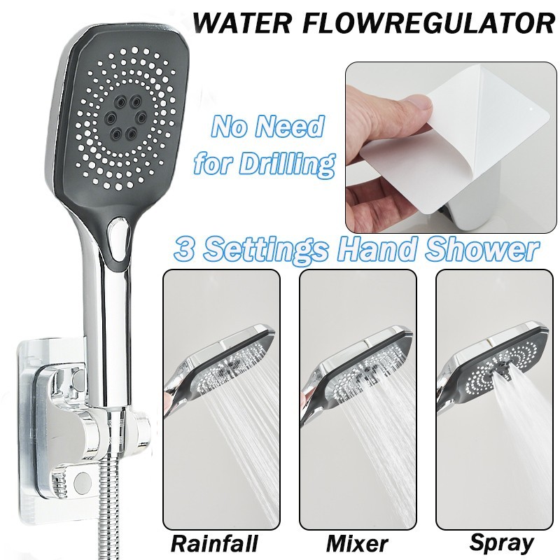 Chrome 8"High Pressure Rain Shower Head with Handheld Spray Combo Adjustable Arm