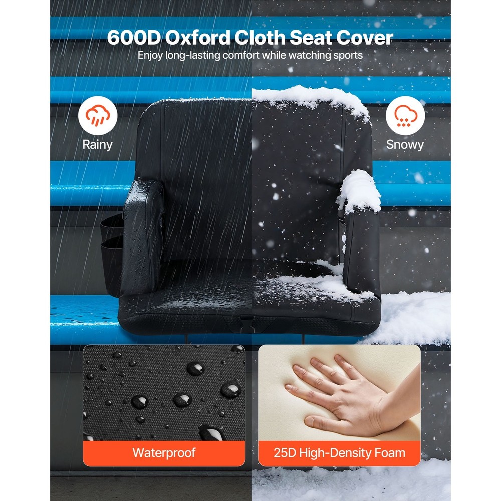 Stadium Seat with Adjustable Angles, 2.9'' Padded Cushion, Back Support