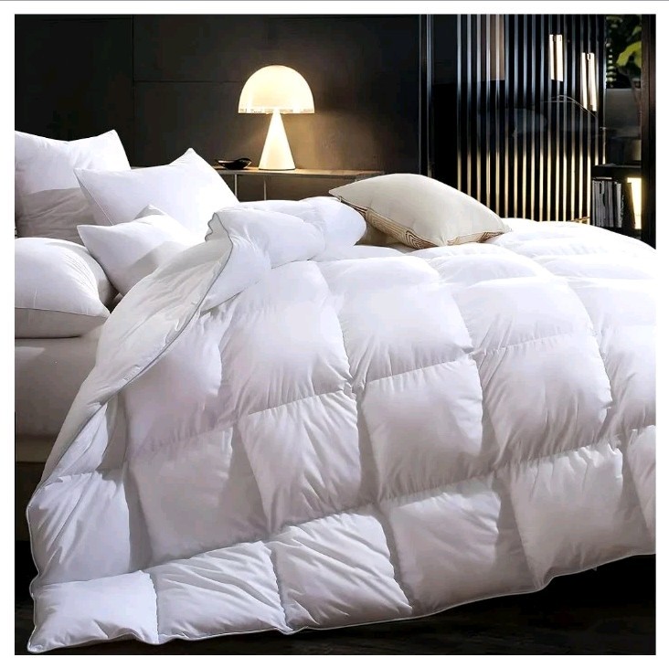 3D Baffle Box Real Down Comforter, White Feathers Down Comforters Queen Size