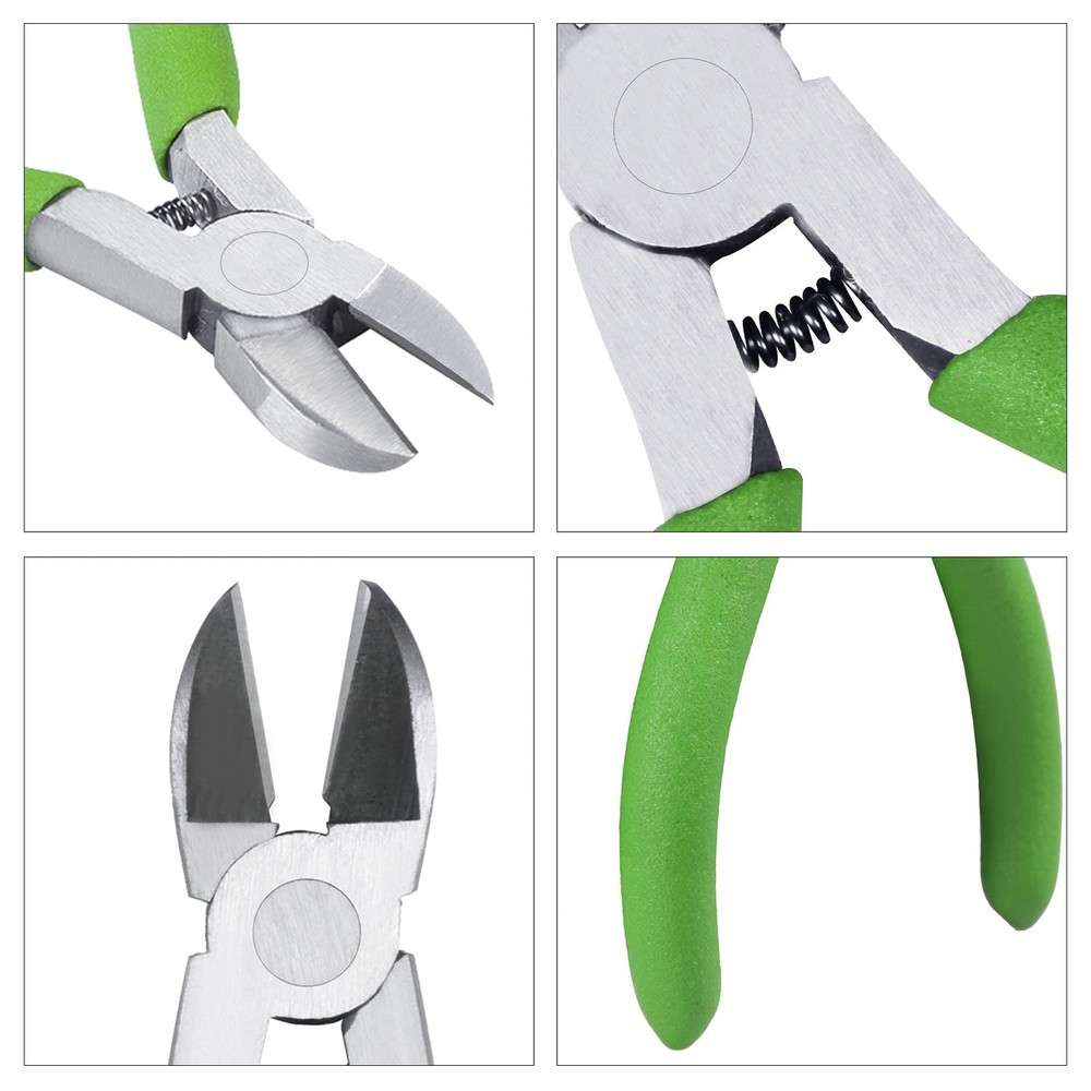 Precision Diagonal Cutting Pliers 4-Inch Wire Cutters Small Green