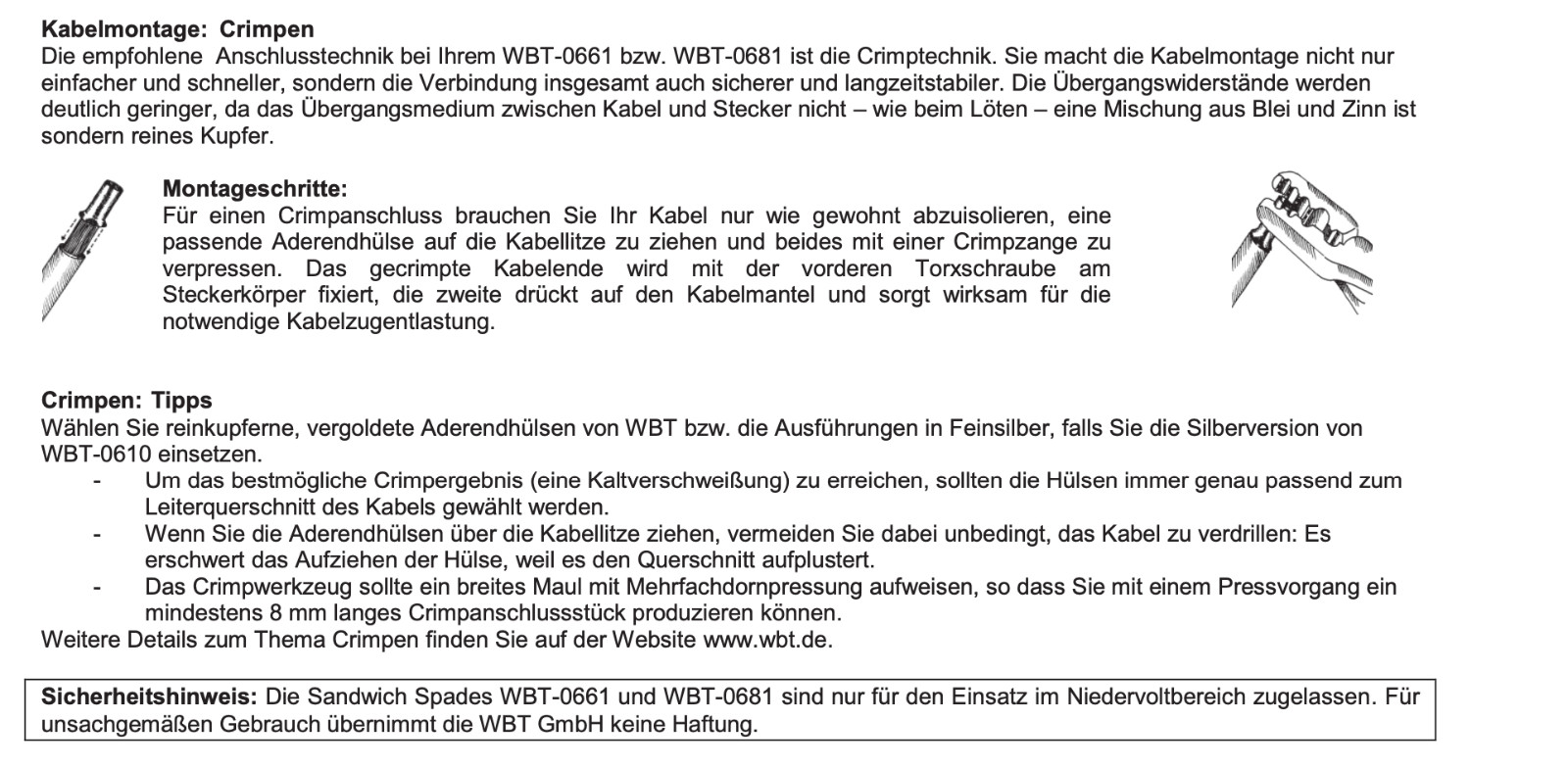 WBT 0681CU cable lug made of pure copper, 8 mm fork new + original packaging nextgen 2x red 2x white