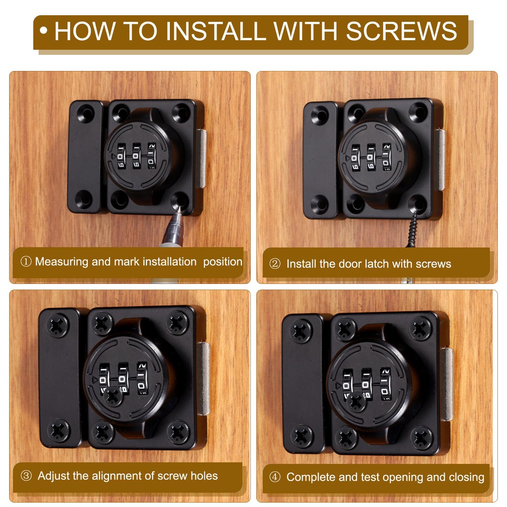 2 Pcs Combination Cabinet Latch Keyless Password Lock Black