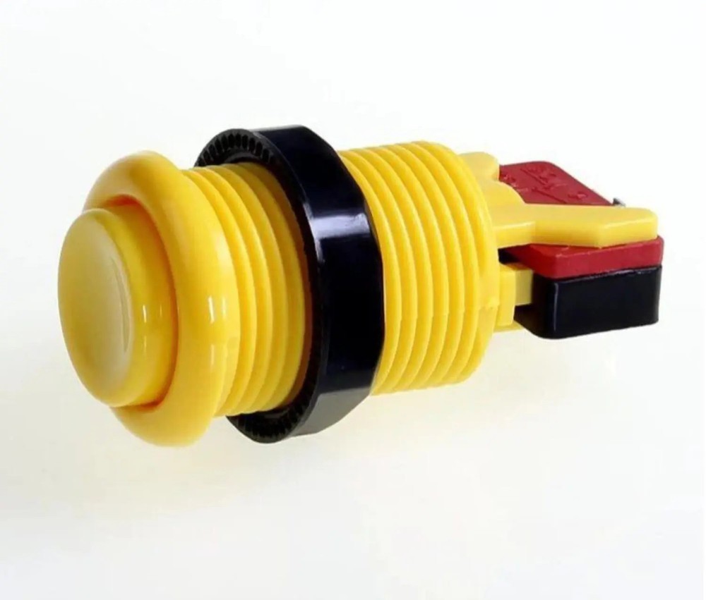 Yellow Long Length Arcade Game Push Button w/ microswitch Also for Mame & Jamma