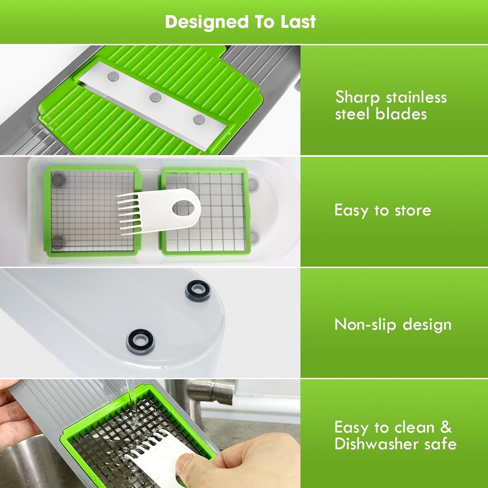 LHS Manual Food Processor Large Vegetable Chopper, 1004ML Pull 2 in 1, White