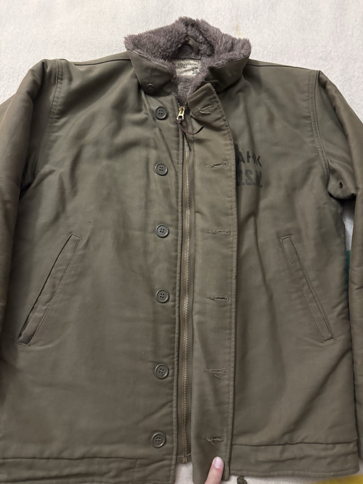 Vintage WW2 40s USN US Navy N1 Deck Jacket Size 38 Medium M Named NXsx 73744