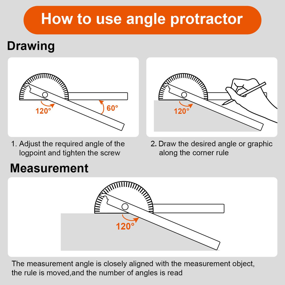 Angle Protractor Angle Finder Ruler Two Arm Stainless Steel Protractor Woodworki