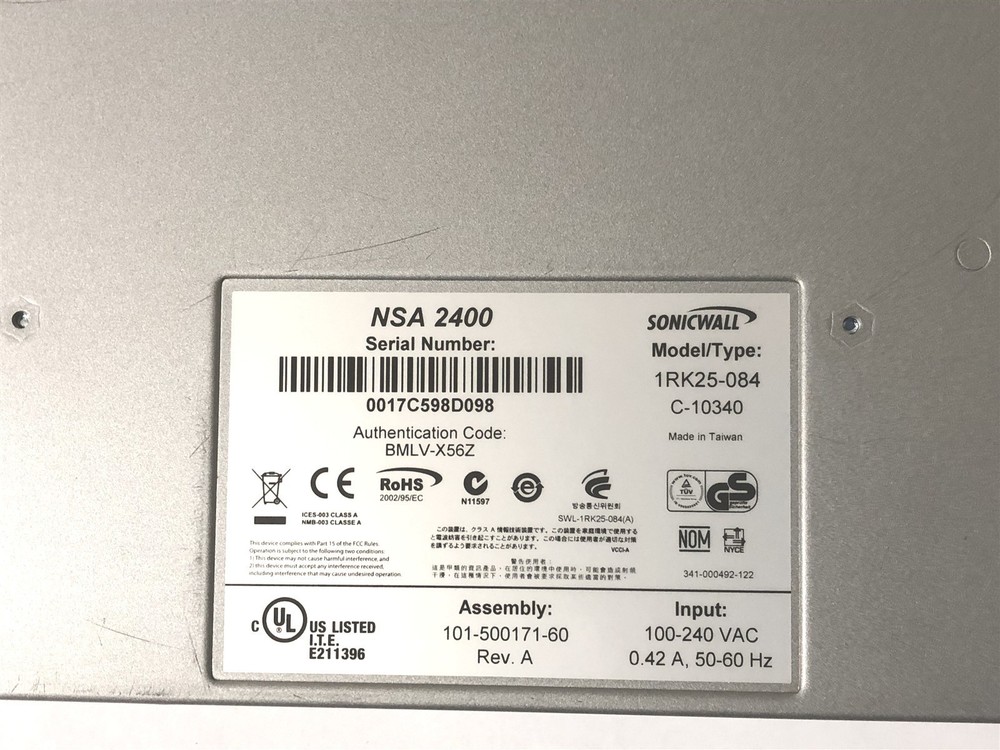 SonicWall NSA 2400 Net Work Security Appliance