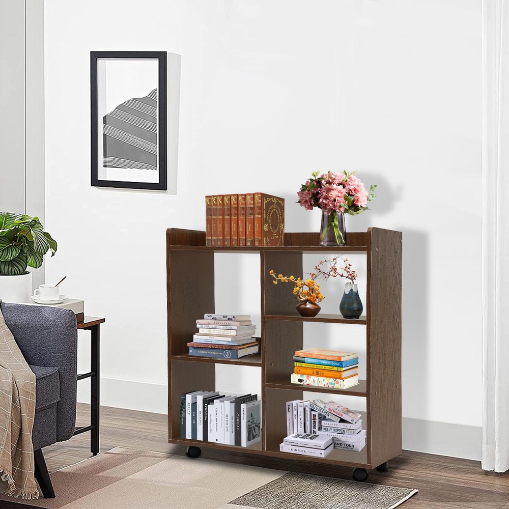 Filing Cabinet, Storage Shelf, Mobile Printer Stand,high-quality MDF,Dark Walnut