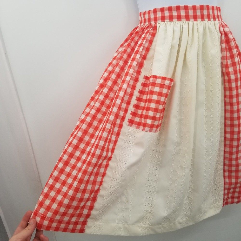 Vintage 1950's Gingham Red Check Apron with Pockets