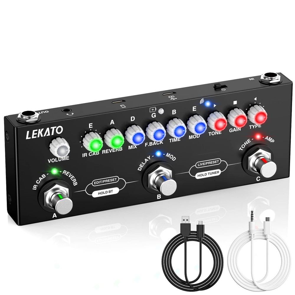 Multi Effects Guitar Pedal with IR Loading, 9 AMP Models, Delay, Reverb, Distort