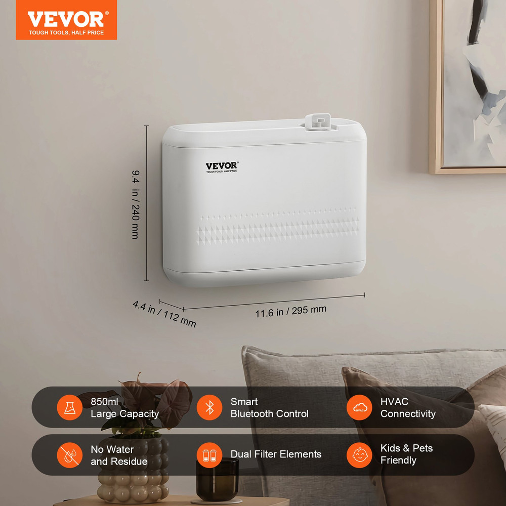 VEVOR Bluetooth Scent Diffuser | 850ml Waterless HVAC for 5000 ft²