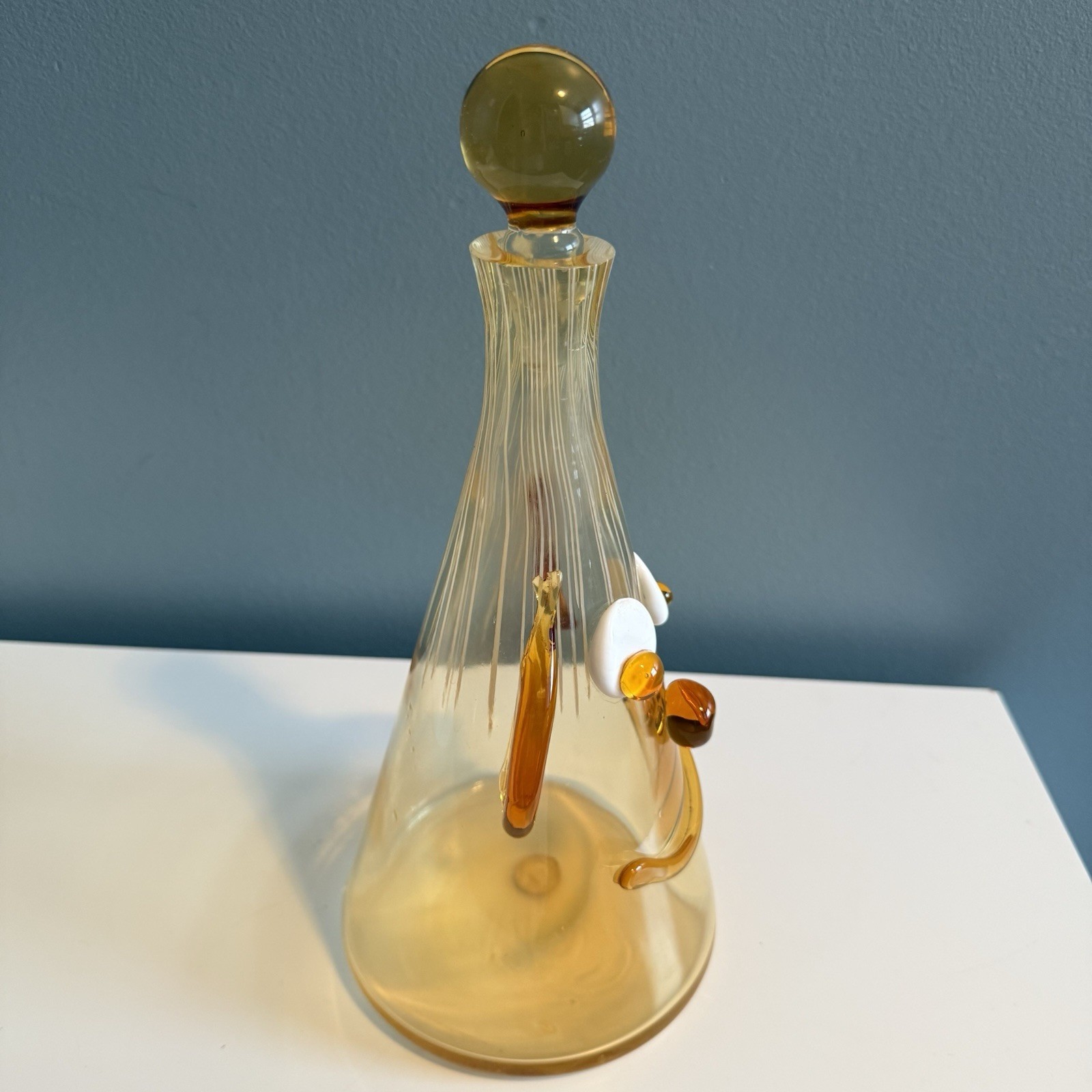 Fratelli Toso Murano Art Glass Clown Face Decanter With Stopper