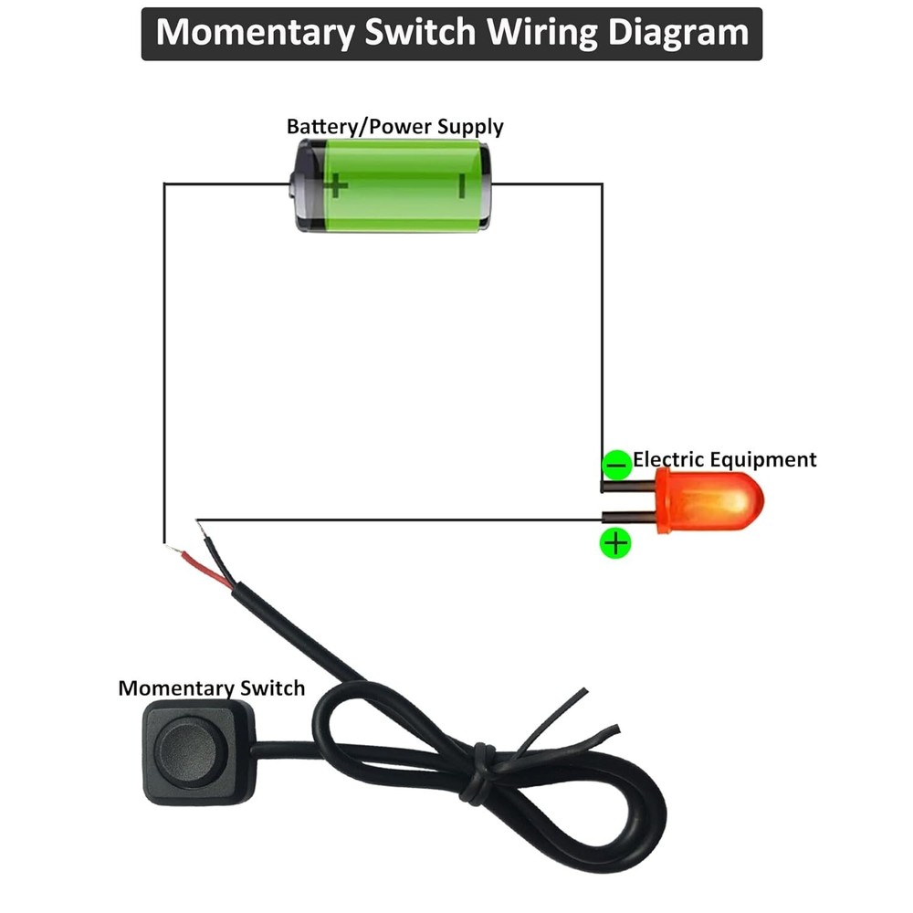 12V 24V Momentary Switch - Pre-Wired - Surface Mount - Quick Installation