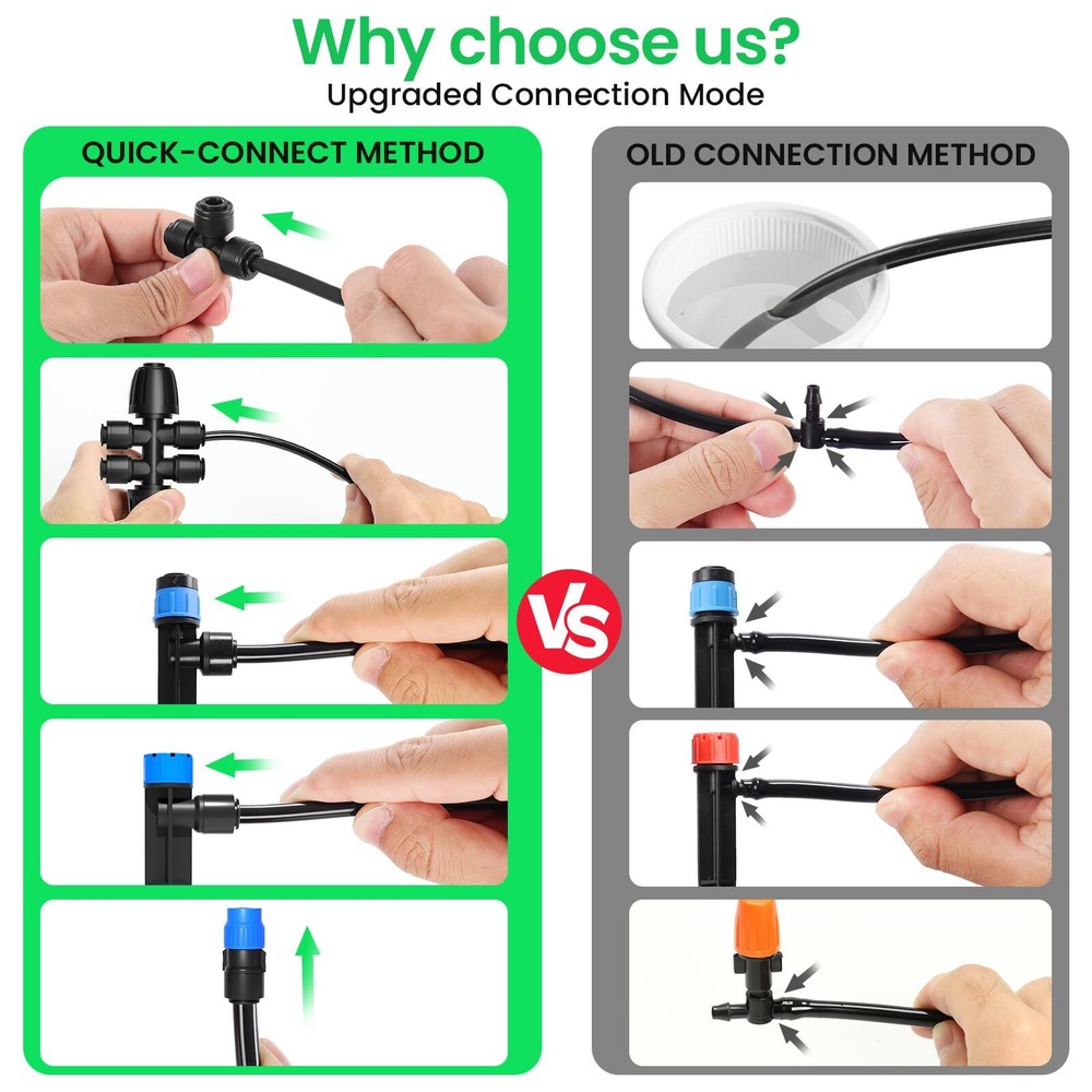 230FT Quick-Connect Drip Irrigation System Kit, Automatic Garden Watering System