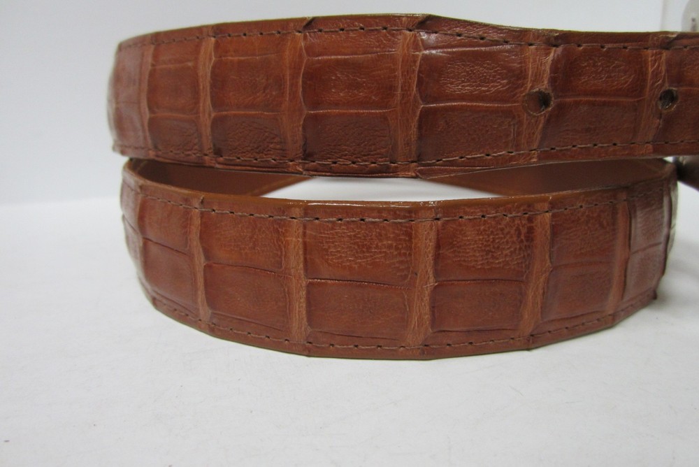 GENUINE CROCODILE BELTS, COGNAC