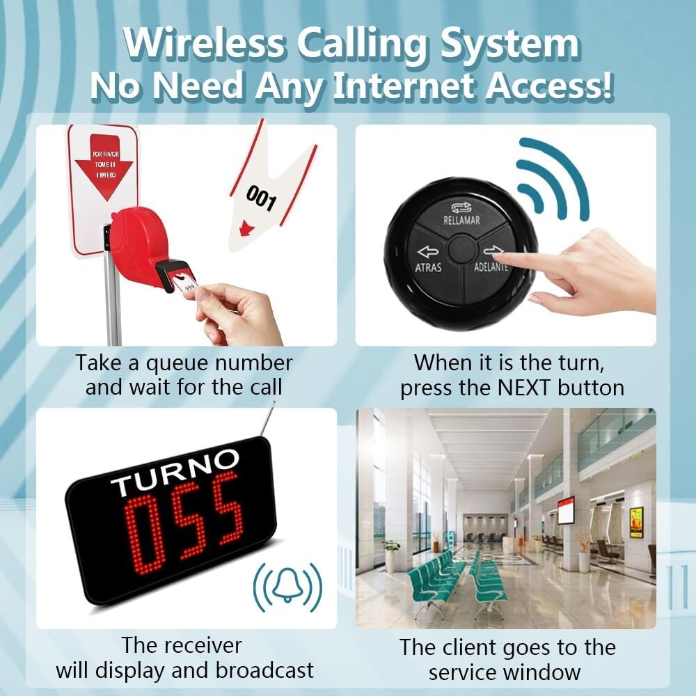 Take a Number System Wireless Queue Calling System with 1 Take a Number Display