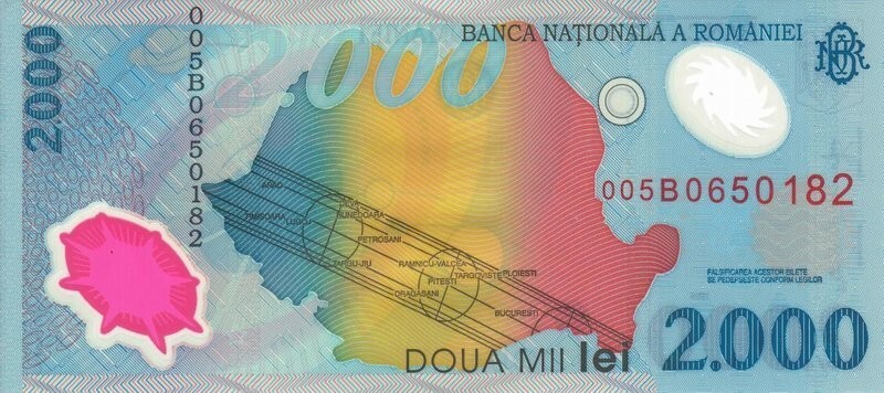 Romania 2000 Lei 1999 Pick 111 UNC