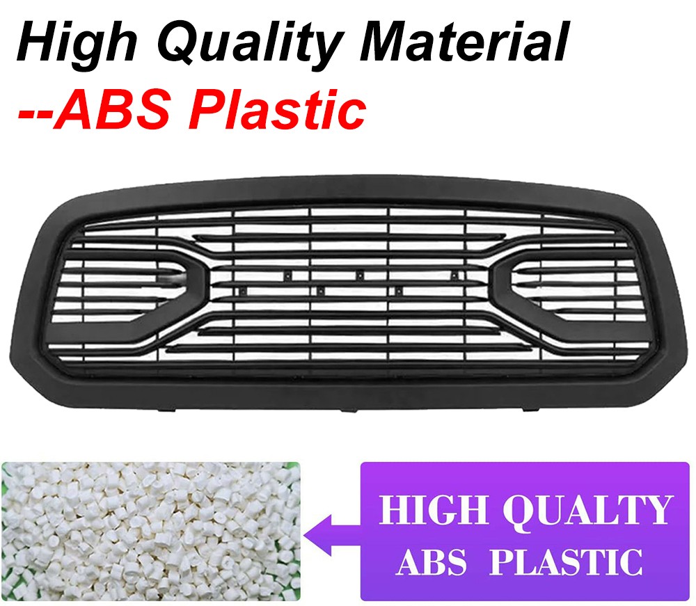 Big Horn Style Grille For 2013-2018 Dodge Ram 1500 Bumper W/Letters Matte Black