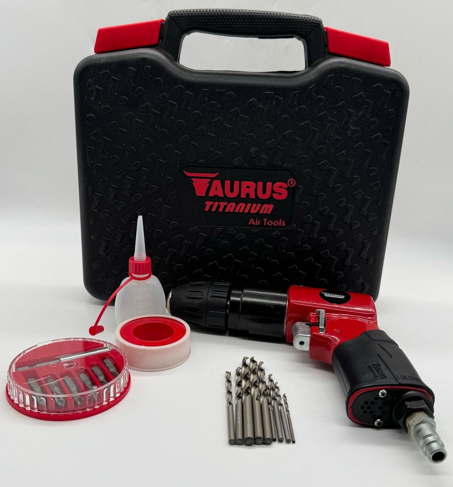 Taurus Titanium Air Drill Kit 41473 with Attachments in Case