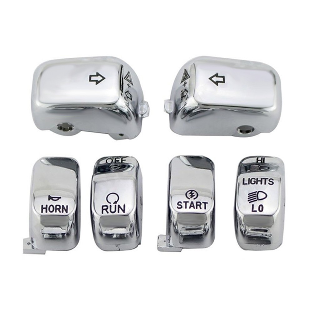 Chrome Hand Control Switch Button Caps Fit For Harley Touring Dyna Softail FXDWG