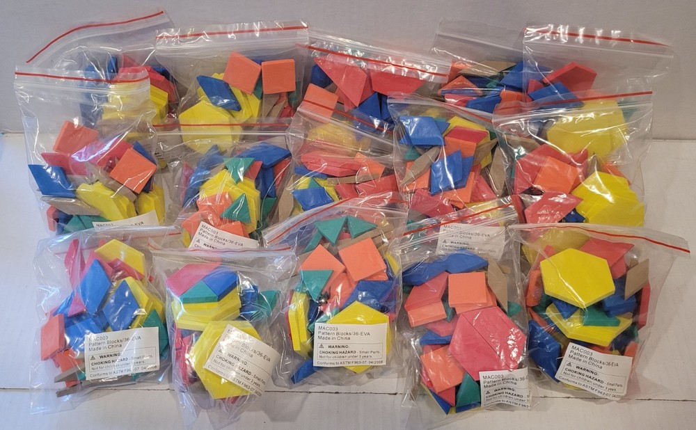 Math Manipulatives NEW PATTERN BLOCKS 15 sets FOAM 540 pcs Homeschool Classroom