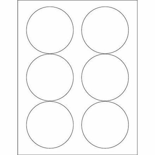 600 3.33" White Circle Laser Labels 6/Sheet