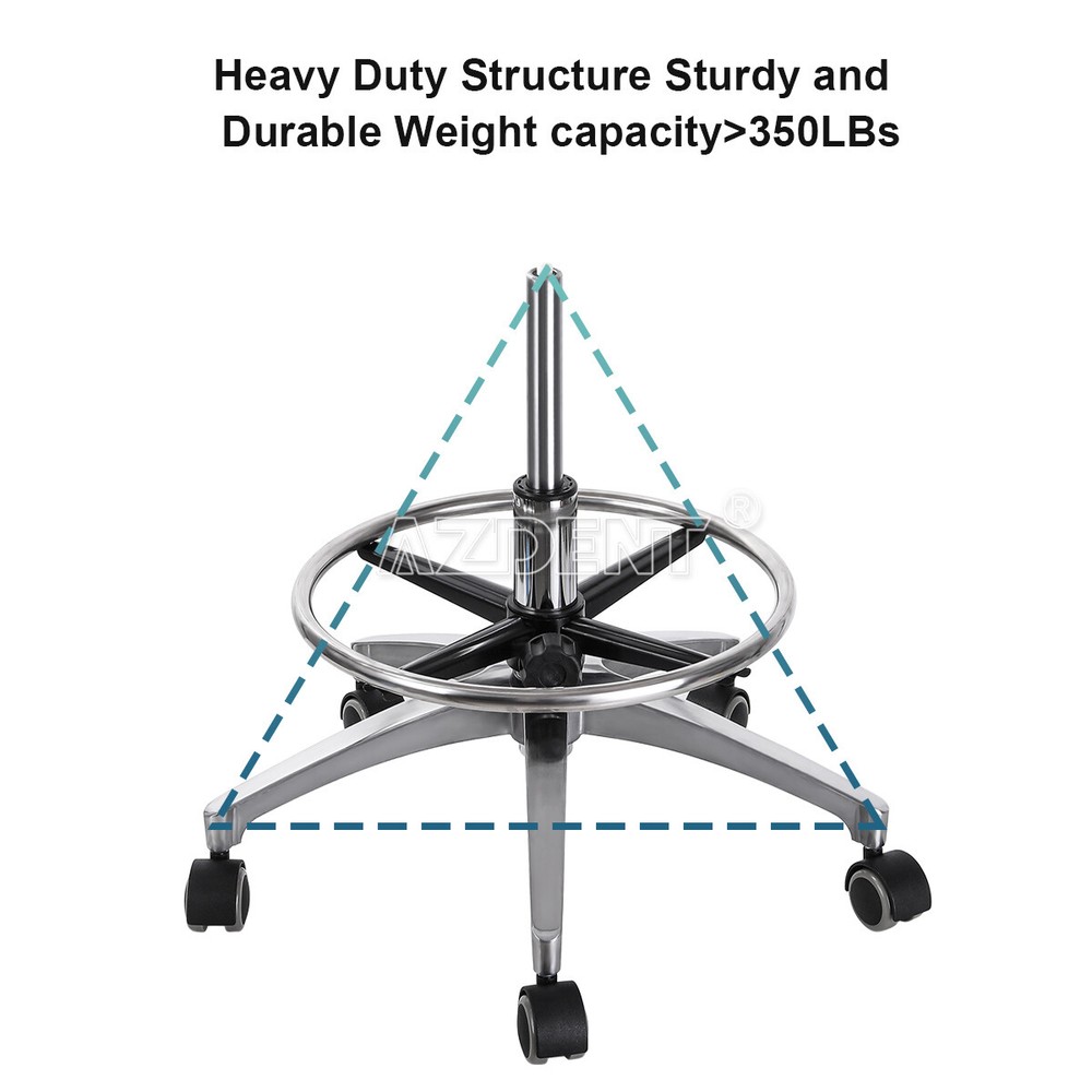 Dental Assistant Stool 360° Rotation Armrest PU Back Curve Casters Doctors